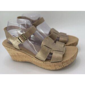 Kork-Ease Korks Women’s Q20210 Gold Metallic Platform‎ Wedge Sandals Sz 10/42